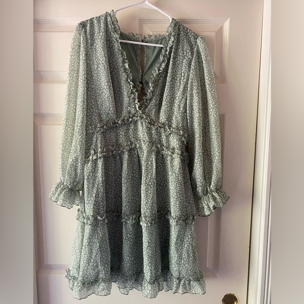 Boho green floral sundress